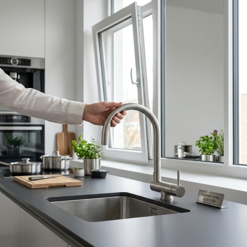 Aquanello Forma RVS Neerklapbare Venster Keukenkraan SS-1012-FM